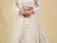 Vastrachowk Nude Crop Top Celebration Lehenga - vastrachowk