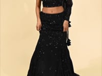 Vastrachowk One Shoulder Mermaid Style Skirt with Full Sleeves Choli