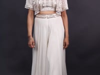 Elegant Crop Top Cape with Palazzo Set- Vastrachowk