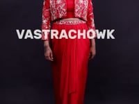 Stylish Crop Top with Dhoti Shrug Style Jacket- Vastrachowk