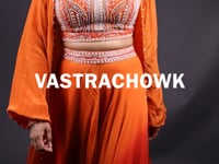 Stylish Crop Top Plazo Set with Shrug- Vastrachowk