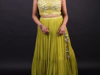 Crop top lehenga with choker dupatta- Vastrachowk