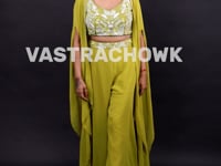 Trendy Crop Top Palazzo Set with Stylish Shrug for Women- Vastrachowk