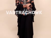 Elegant Peplum Sharara with Organza Ruffle Dupatta- Vastrachowk